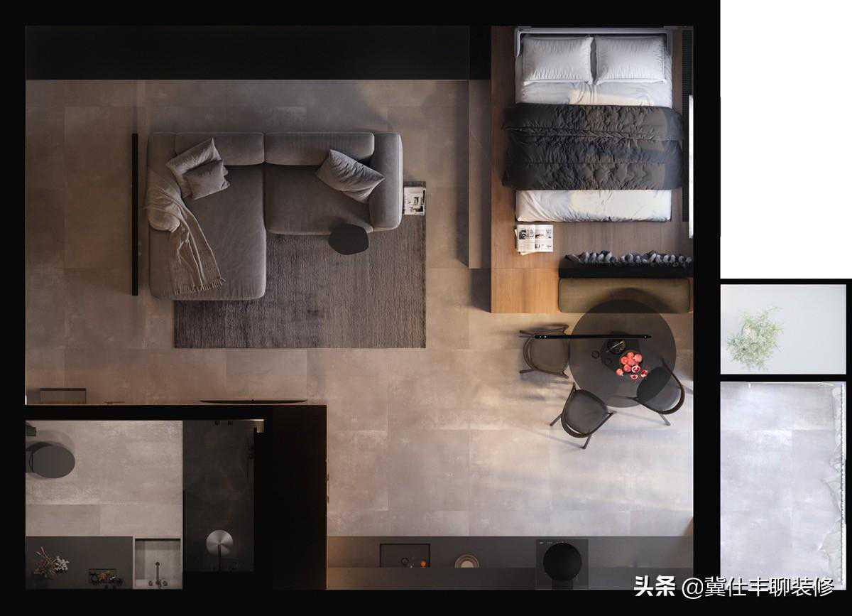 35㎡大开间，以地台为床，以定制柜为墙，实用又漂亮