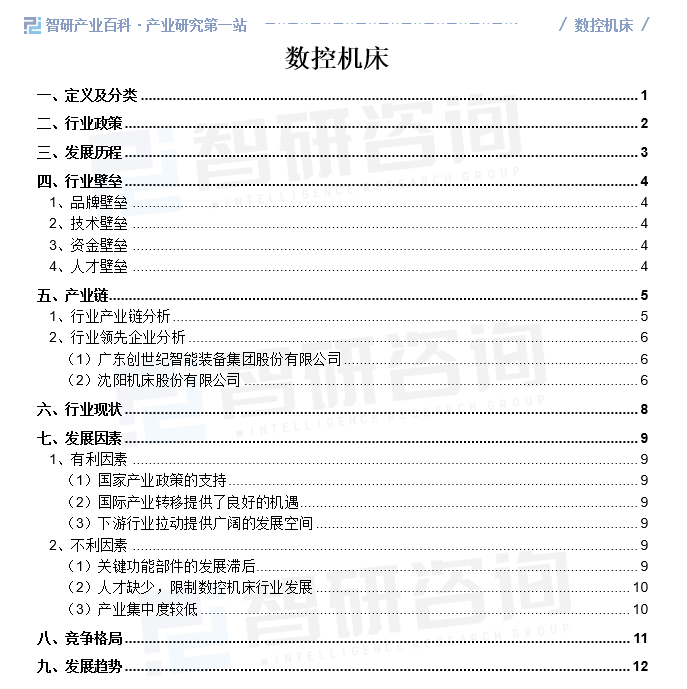 产业风险预警|智研产业百科词条【296】——数控机床